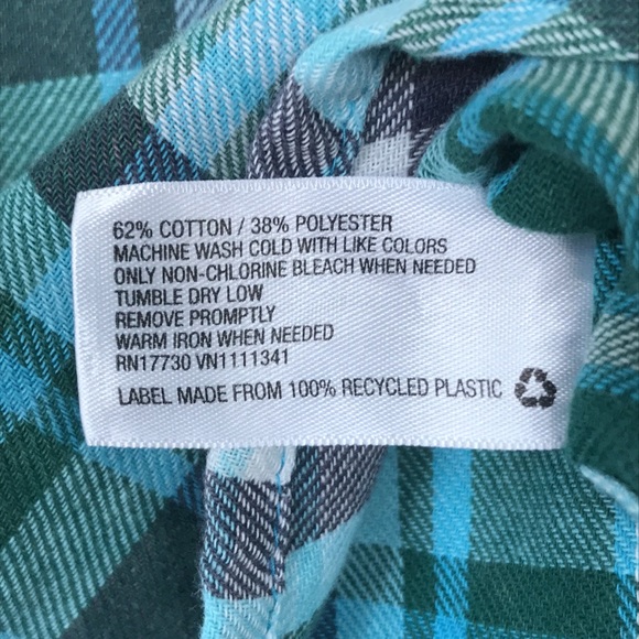 🎉Mission plaid flannel shirt XS blue green - Picture 4 of 6